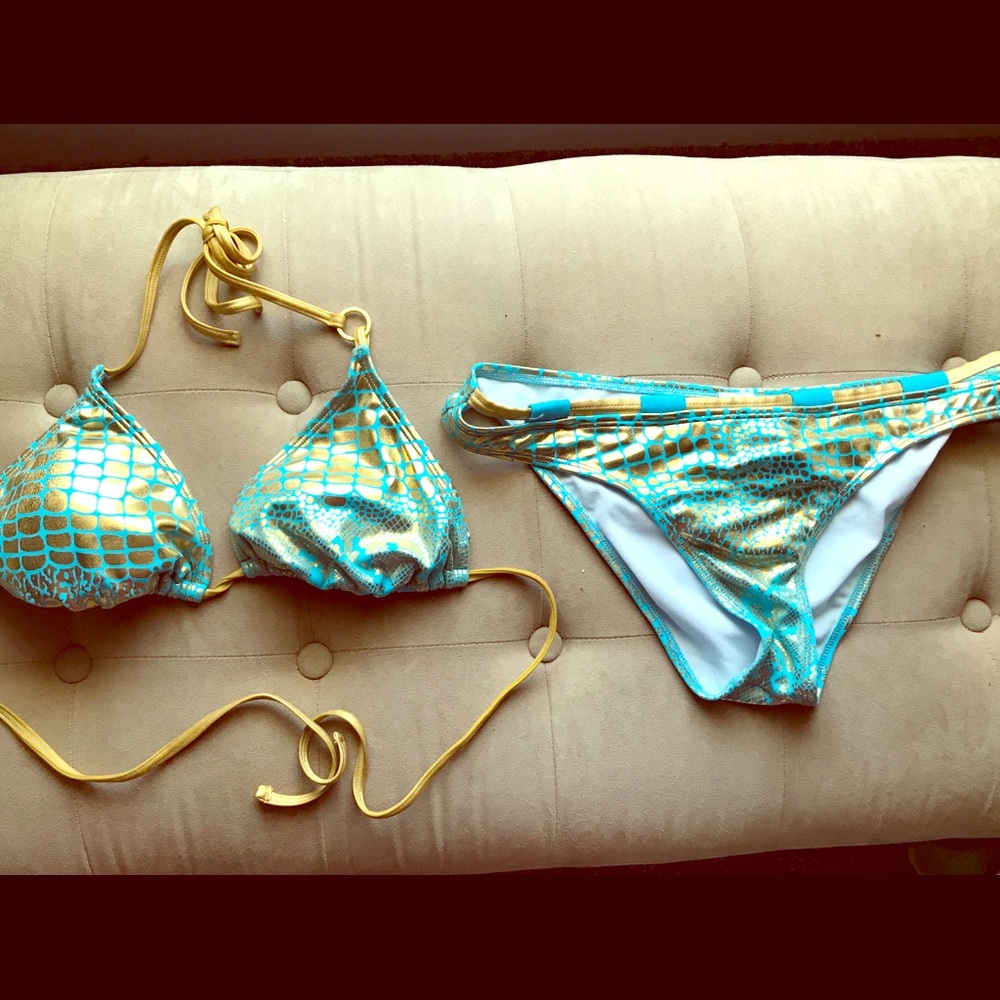 Cavaricci Teal/Gold bikini L
